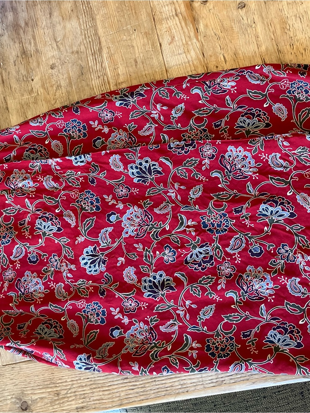Talbots Red Floral Misi Skirt with Blue and Cream Accents